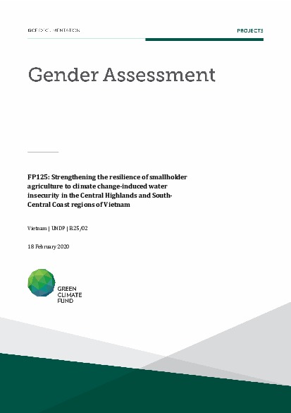 Document cover for Gender assessment for FP125: Strengthening the resilience of smallholder agriculture to climate change-induced water insecurity in the Central Highlands and South-Central Coast regions of Vietnam