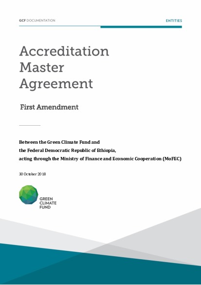Document cover for Accreditation Master Agreement between GCF and MOFEC (First Amendment)