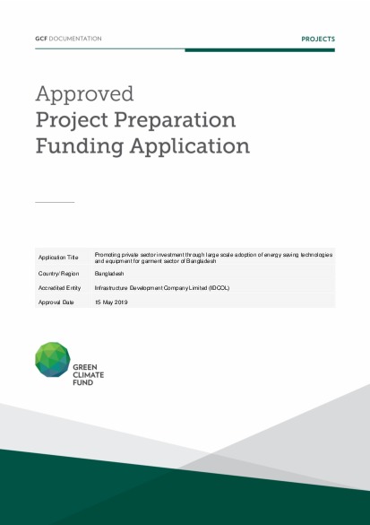 Document cover for Promoting private sector investment through large scale adoption of energy saving technologies and equipment for garment sector of Bangladesh