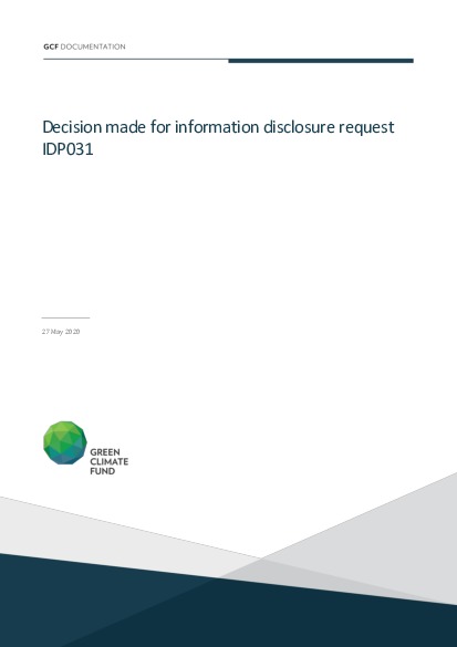 Document cover for Decision made for information disclosure request IDP031