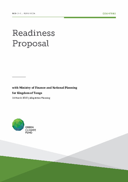 Document cover for Adaptation planning support for Tonga through the Ministry of Finance and National Planning