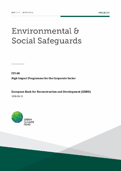 Download Environmental and social safeguards (ESS) report for FP140: High Impact Programme for the Corporate Sector Document cover for Environmental and social safeguards (ESS) report for FP140: High Impact Programme for the Corporate Sector