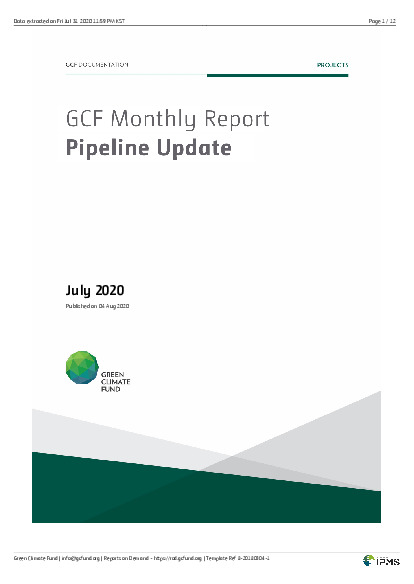 Document cover for  Funding proposal pipeline update as of July 2020