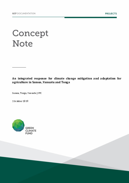 Document cover for An integrated response for climate change mitigation and adaptation for agriculture in Samoa, Vanuatu and Tonga