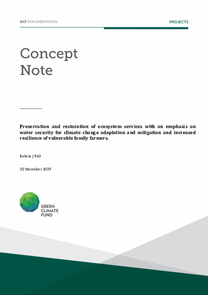 Document cover for Preservation and restoration of ecosystem services with an emphasis on water security for climate change adaptation and mitigation and increased resilience of vulnerable family farmers.