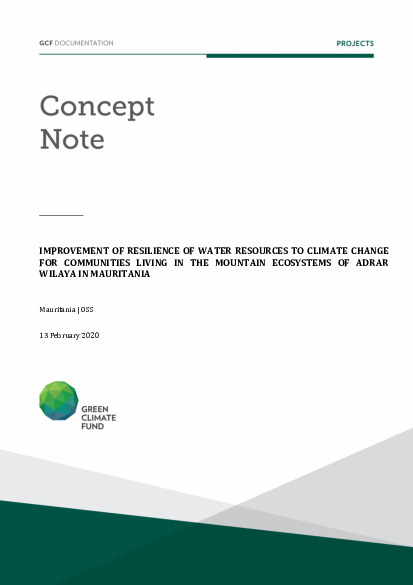Download Improvement of resilience of water resources to climate change for communities living in the mountain ecosystems of Adrar Wilaya in Mauritania Document cover for Improvement of resilience of water resources to climate change for communities living in the mountain ecosystems of Adrar Wilaya in Mauritania