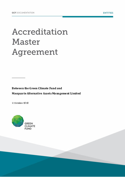 Document cover for Accreditation Master Agreement between GCF and Macquarie Alternative Assets Management Limited