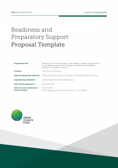 Document cover for Reduce Sao Tome and Principe’s vulnerability to climate change impacts by strengthening the Country’s capacity to implement an integrated approach to adaptation planning 