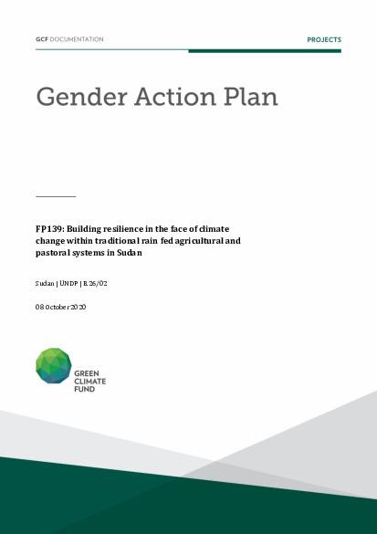 Document cover for Gender action plan for FP139: Building resilience in the face of climate change within traditional rain fed agricultural and pastoral systems in Sudan