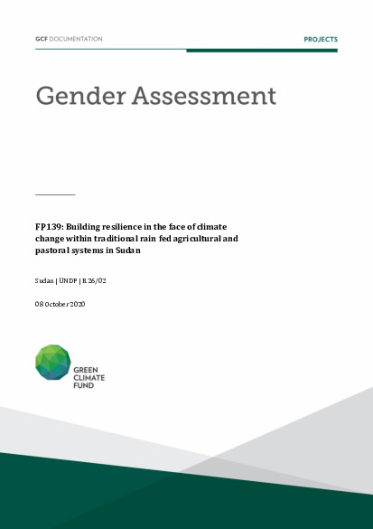 Document cover for Gender assessment for FP139: Building resilience in the face of climate change within traditional rain fed agricultural and pastoral systems in Sudan