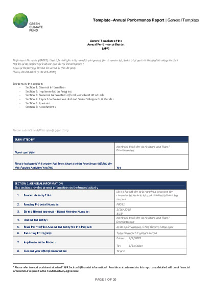 Document cover for 2019 Annual Performance Report for FP081: Line of Credit for Solar rooftop segment for commercial, industrial and residential housing sectors