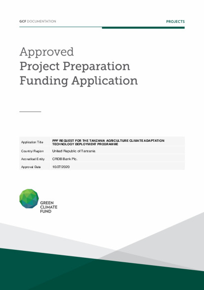 Document cover for PPF request for the Tanzania Agriculture Climate Adaptation Technology Deployment Programme
