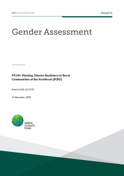 Document cover for Gender assessment for FP143: Planting Climate Resilience in Rural Communities of the Northeast (PCRP)