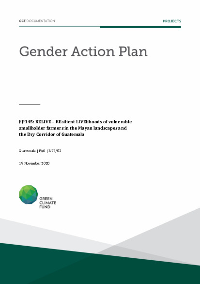 Document cover for Gender action plan for FP145: RELIVE – REsilient LIVElihoods of vulnerable smallholder farmers in the Mayan landscapes and the Dry Corridor of Guatemala