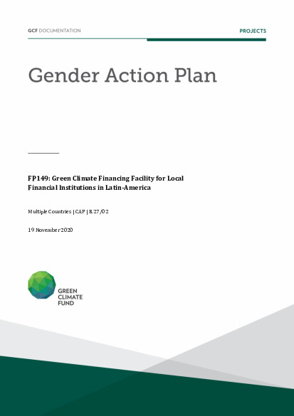 Document cover for Gender action plan for FP149: Green Climate Financing Facility for Local Financial Institutions in Latin-America