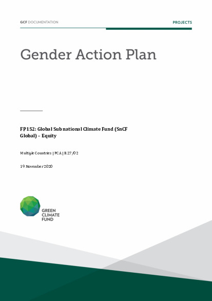 Document cover for Gender action plan for FP152: Global Subnational Climate Fund (SnCF Global) – Equity