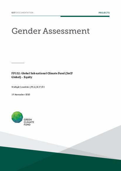 Document cover for Gender assessment for FP152: Global Subnational Climate Fund (SnCF Global) – Equity