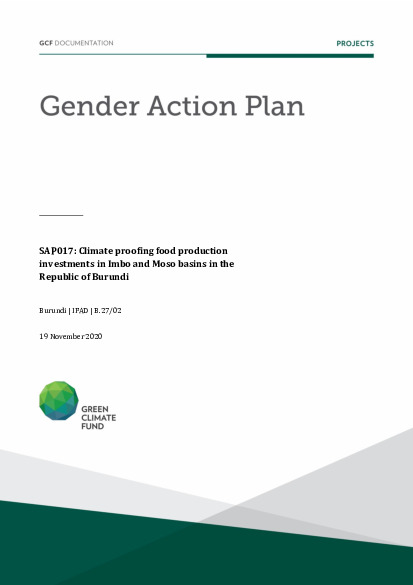Document cover for Gender action plan for SAP017: Climate proofing food production investments in Imbo and Moso basins in the Republic of Burundi