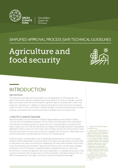 Document cover for SAP Technical Guidelines: Agriculture and food security