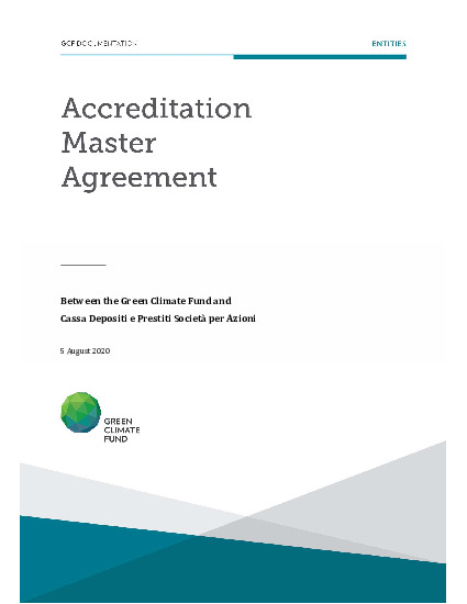 Document cover for Accreditation Master Agreement between GCF and Cassa Depositi e Prestiti Società per Azioni