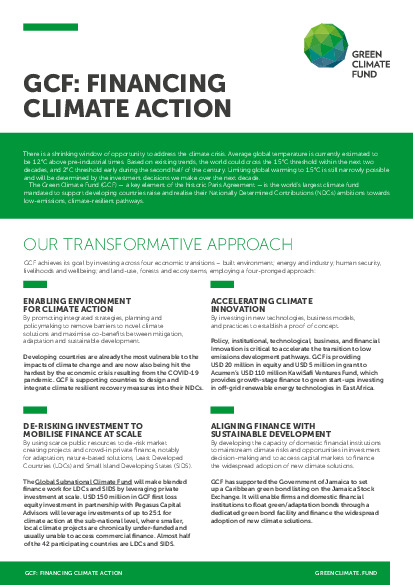 Document cover for GCF: Financing climate action