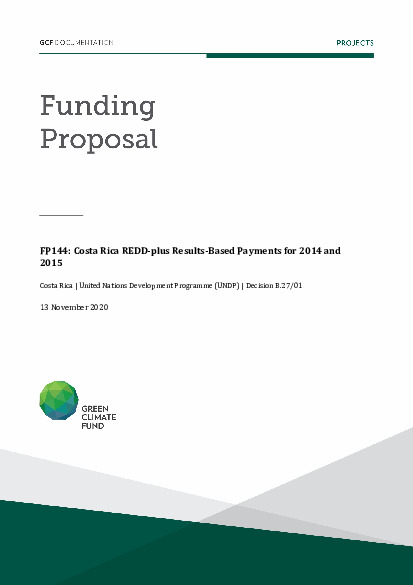 Document cover for Costa Rica REDD-plus Results-Based Payments for 2014 and 2015