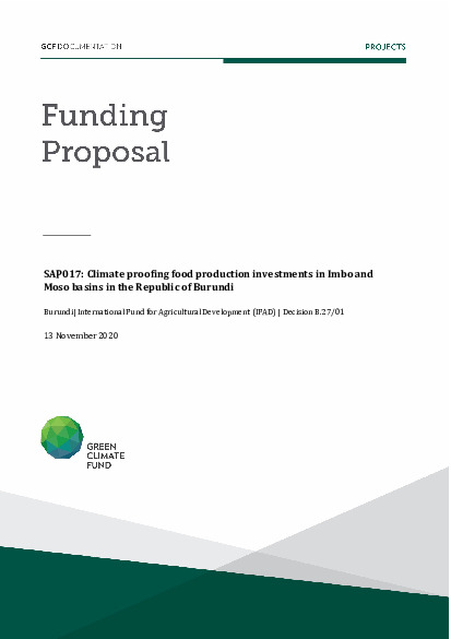 Document cover for Climate proofing food production investments in Imbo and Moso basins in the Republic of Burundi