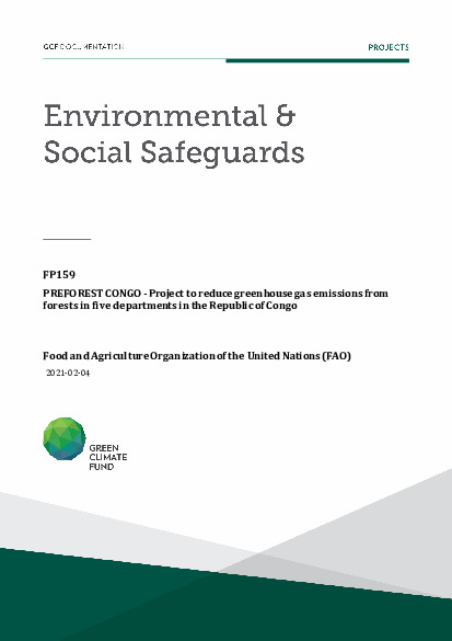 Document cover for Environmental and social safeguards (ESS) report for the programme - PREFOREST CONGO - Project to reduce greenhouse gas emissions from forests in five departments in the Republic of Congo