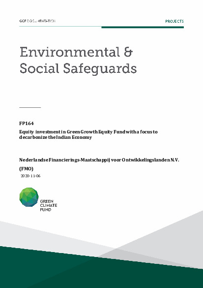 Document cover for Environmental and social safeguards (ESS) report for the programme - Equity investment in Green Growth Equity Fund with a focus to decarbonize the Indian Economy