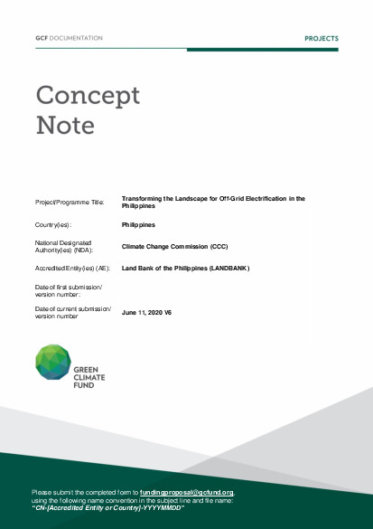 Document cover for Transforming the Landscape for Off-Grid Electrification in the Philippines