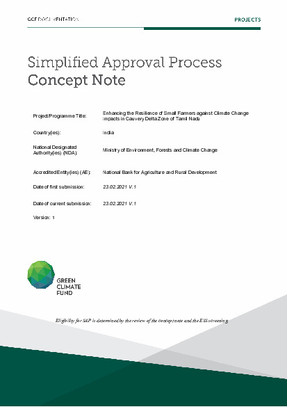 Document cover for Enhancing the Resilience of Small Farmers against Climate Change impacts in Cauvery Delta Zone of Tamil Nadu