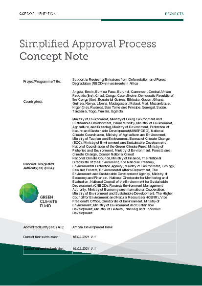 Document cover for Support to Reducing Emissions from Deforestation and Forest Degradation (REDD+) investments in Africa