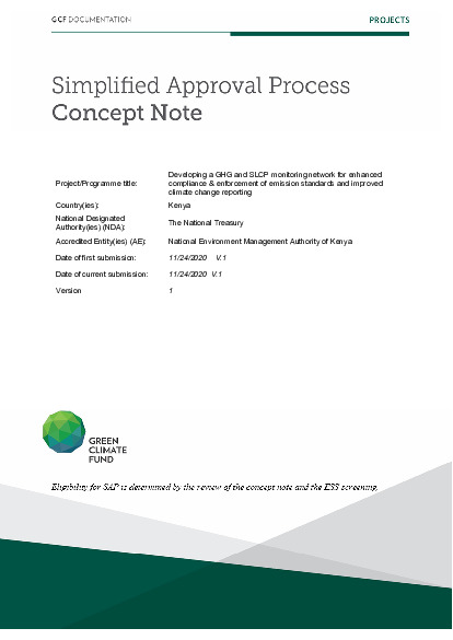 Document cover for Developing a GHG and SLCP monitoring network for enhanced compliance & enforcement of emission standards and improved climate change reporting