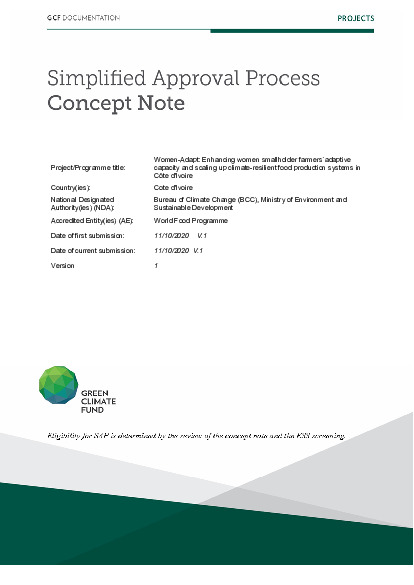 Document cover for Women-Adapt: Enhancing women smallholder farmers´adaptive capacity and scaling up climate-resilient food production systems in Côte d’Ivoire