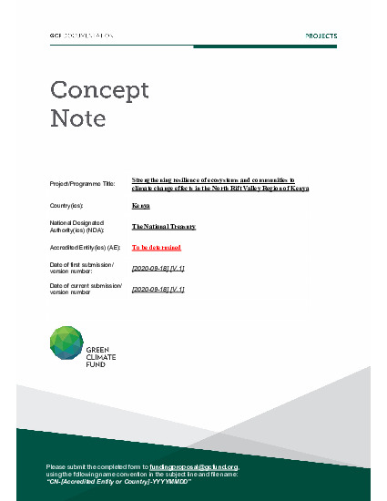 Document cover for Strengthening resilience of ecosystems and communities to climate change effects in the North Rift Valley Region of Kenya