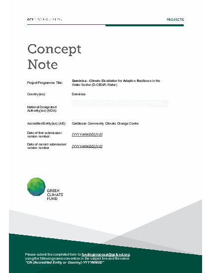 Document cover for Dominica - Climate Elucidation for Adaptive Resilience in the Water Sector (D-ClEAR-Water)