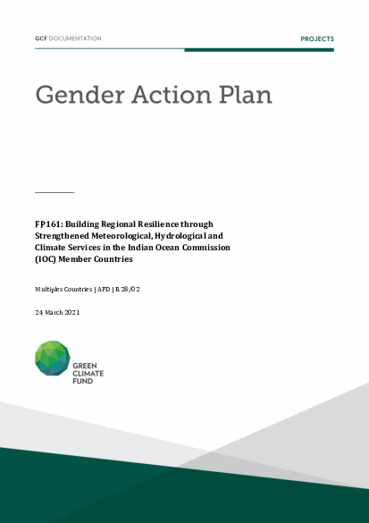 Document cover for Gender action plan for FP161: Building Regional Resilience through Strengthened Meteorological, Hydrological and Climate Services in the Indian Ocean Commission (IOC) Member Countries