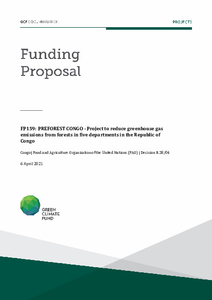 Document cover for PREFOREST CONGO - Project to reduce greenhouse gas emissions from forests in five departments in the Republic of Congo