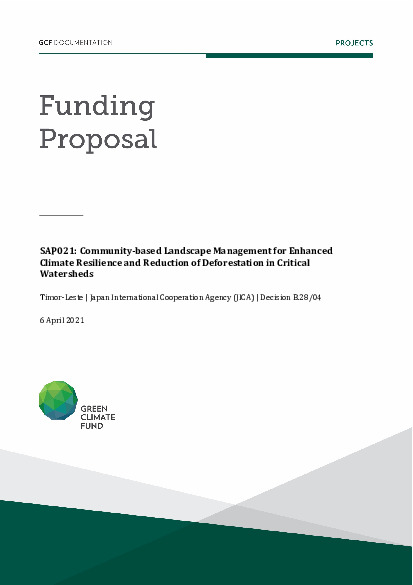 Document cover for Community-based Landscape Management for Enhanced Climate Resilience and Reduction of Deforestation in Critical Watersheds