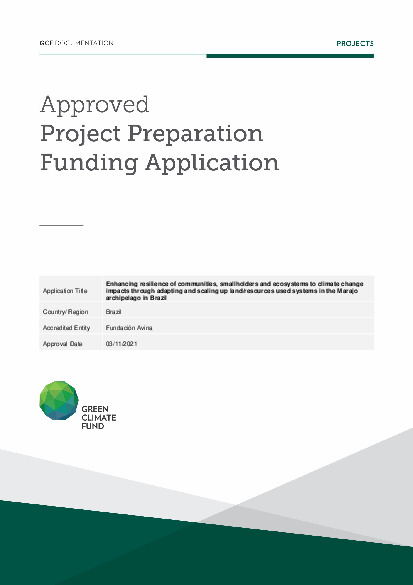 Document cover for Enhancing resilience of communities, smallholders and ecosystems to climate change impacts through adapting and scaling up land/resources used systems in the Marajo archipelago in Brazil