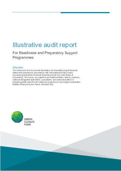 Document cover for Project Preparation Facility audit report template