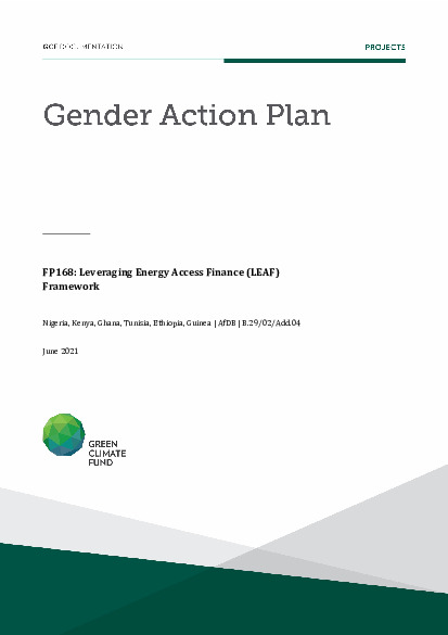 Document cover for Gender action plan for FP168: Leveraging Energy Access Finance (LEAF) Framework