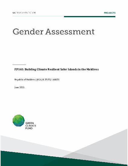 Document cover for  Gender assessment for FP165: Building Climate Resilient Safer Islands in the Maldives