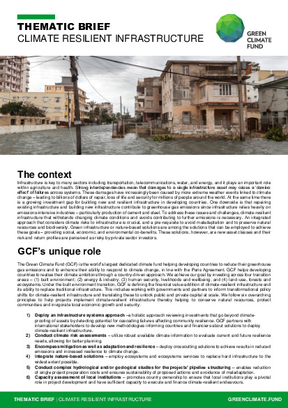 Document cover for Thematic brief: Climate resilient infrastructure