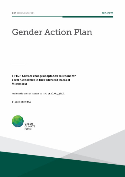 Document cover for Gender action plan for FP169: Climate change adaptation solutions for Local Authorities in the Federated States of Micronesia