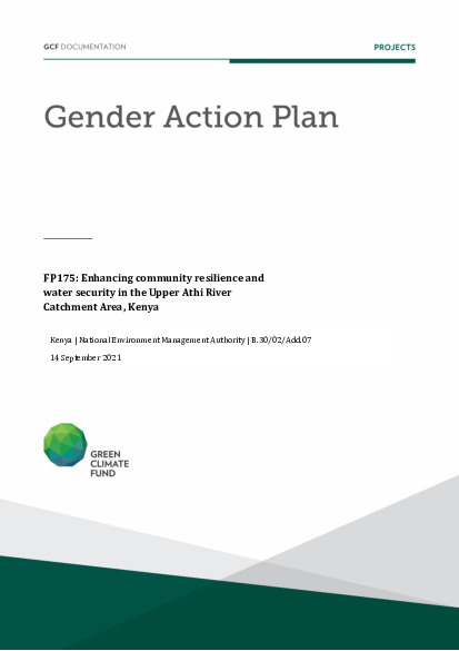 Document cover for Gender action plan for FP175: Enhancing community resilience and water security in the Upper Athi River Catchment Area, Kenya