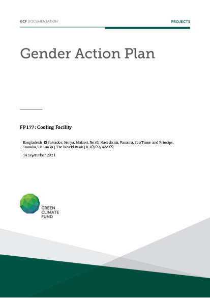 Document cover for Gender action plan for FP177: Cooling Facility