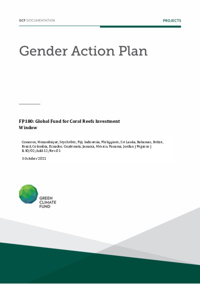 Document cover for Gender action plan for FP180: Global Fund for Coral Reefs Investment Window