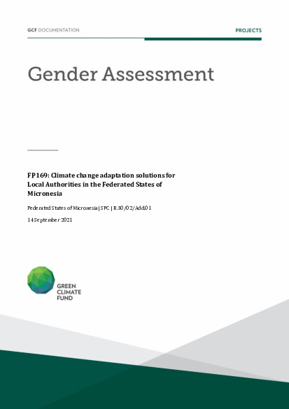 Document cover for Gender assessment for FP169: Climate change adaptation solutions for Local Authorities in the Federated States of Micronesia