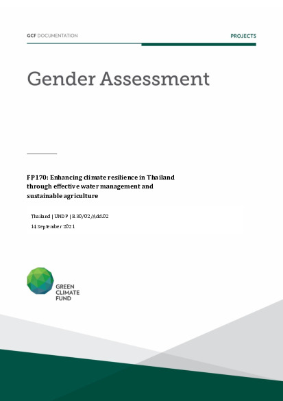 Document cover for Gender assessment for FP170: Enhancing climate resilience in Thailand through effective water management and sustainable agriculture